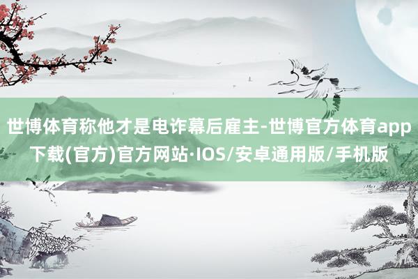 世博体育称他才是电诈幕后雇主-世博官方体育app下载(官方)官方网站·IOS/安卓通用版/手机版