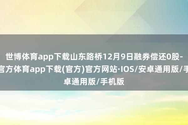 世博体育app下载山东路桥12月9日融券偿还0股-世博官方体育app下载(官方)官方网站·IOS/安卓通用版/手机版