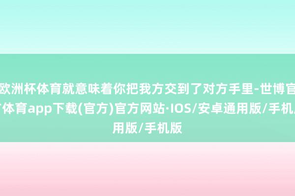 欧洲杯体育就意味着你把我方交到了对方手里-世博官方体育app下载(官方)官方网站·IOS/安卓通用版/手机版