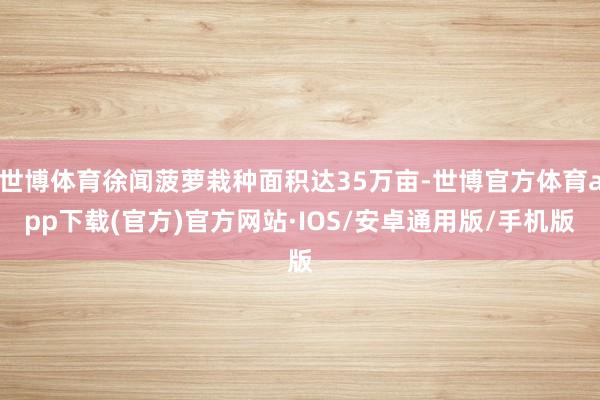 世博体育徐闻菠萝栽种面积达35万亩-世博官方体育app下载(官方)官方网站·IOS/安卓通用版/手机版